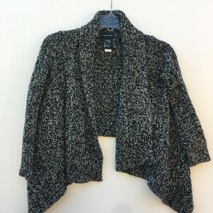 Ralph Lauren Open Shawl Cardigan Black White Knit Cropped Girls Sweater 6X